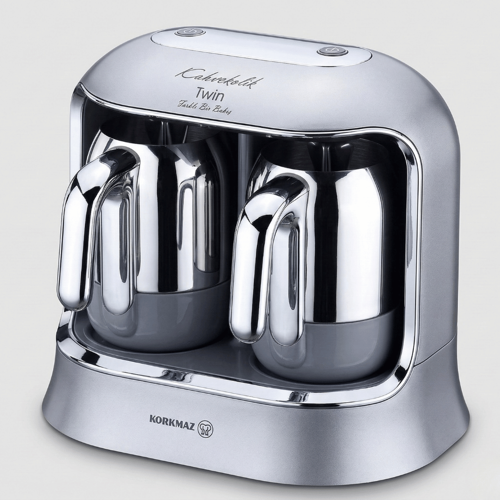 Korkmaz Kahvekolik-Twin-Kahve-Makinesi-Inox-Krom-A861-06-2 Korkmaz Kahvekolik-Twin-Kahve-Makinesi-Inox-Krom-A861-06-2